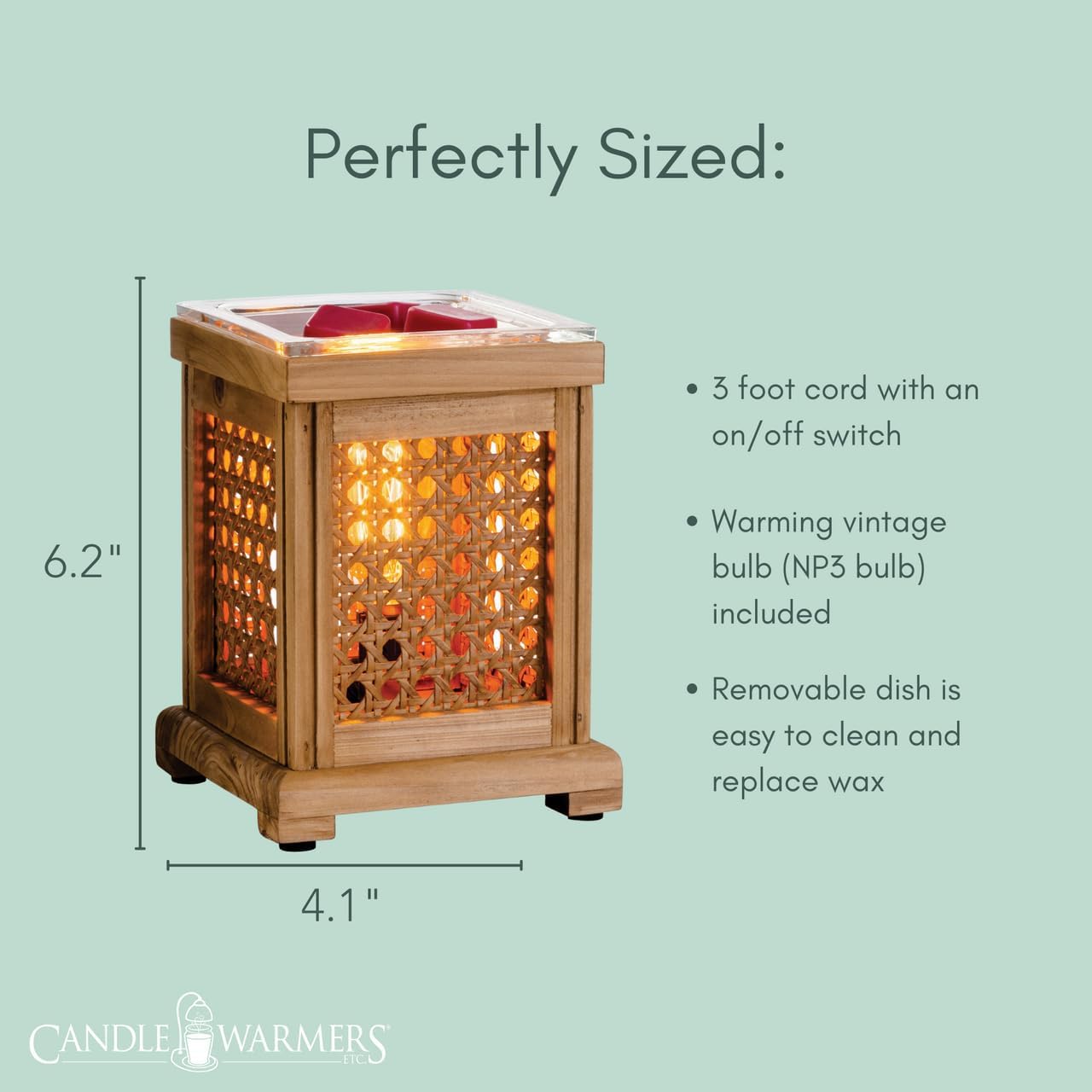 Candle Warmers ETC. Vintage Bulb Illumination Fragrance Warmer- Light-Up Warmer for Warming Scented Candle Wax Melts and Tarts to Freshen Room, Apothecary