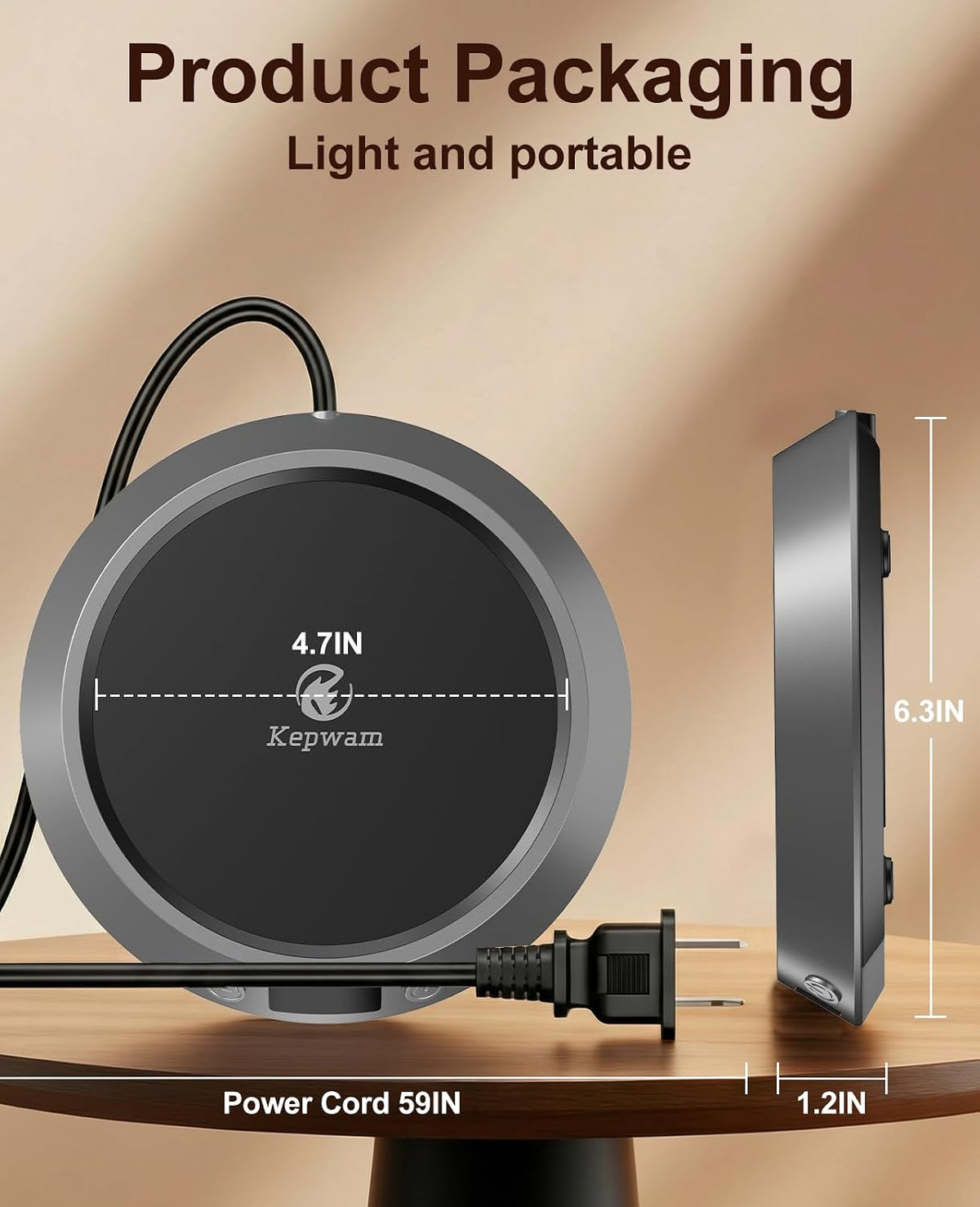 Kepwam Mug Warmer for Desk, Coffee Warmer with 3 Temp Settings & 2-9H Timer
