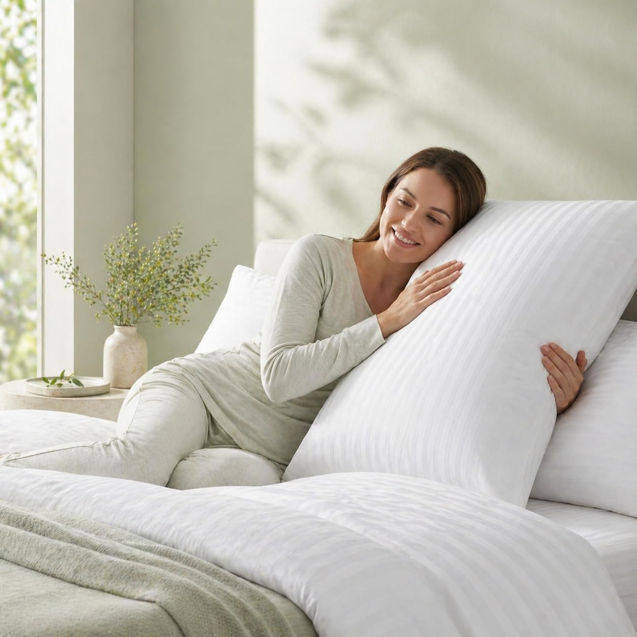 100% Cotton 600TC 4PC Pillow Protectors with Zipper Standard Size Hypoallergenic Breathable Hotel Collection Pillow Covers Ultra Soft 20 x 26 Inches Pillowcases