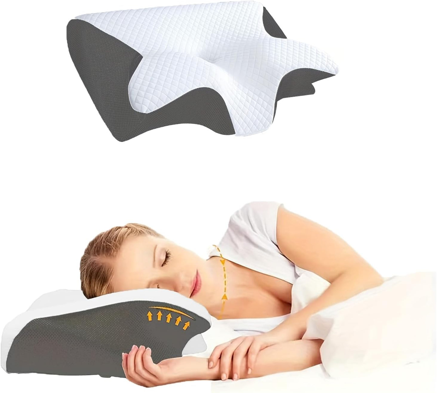 Sleep Apnea Pillow, Airway Pro Cervical Pillow for Neck Pain Relief, Orthopedic Memory Foam Neck Support Pillow for Side, Back & Stomach Sleepers, Anti-Snore Ergonomic Contour Pillow (Black)
