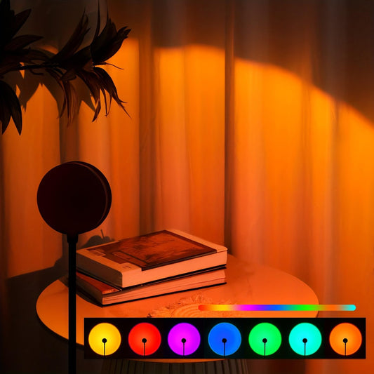 Sunset Ambient Projection Light, LED Multi-Color Night Light, 360° Adjustable, Multiple Mode Settings, Suitable for Photography/Selfies/Parties/Home/Living Room/Bedroom Decoration.