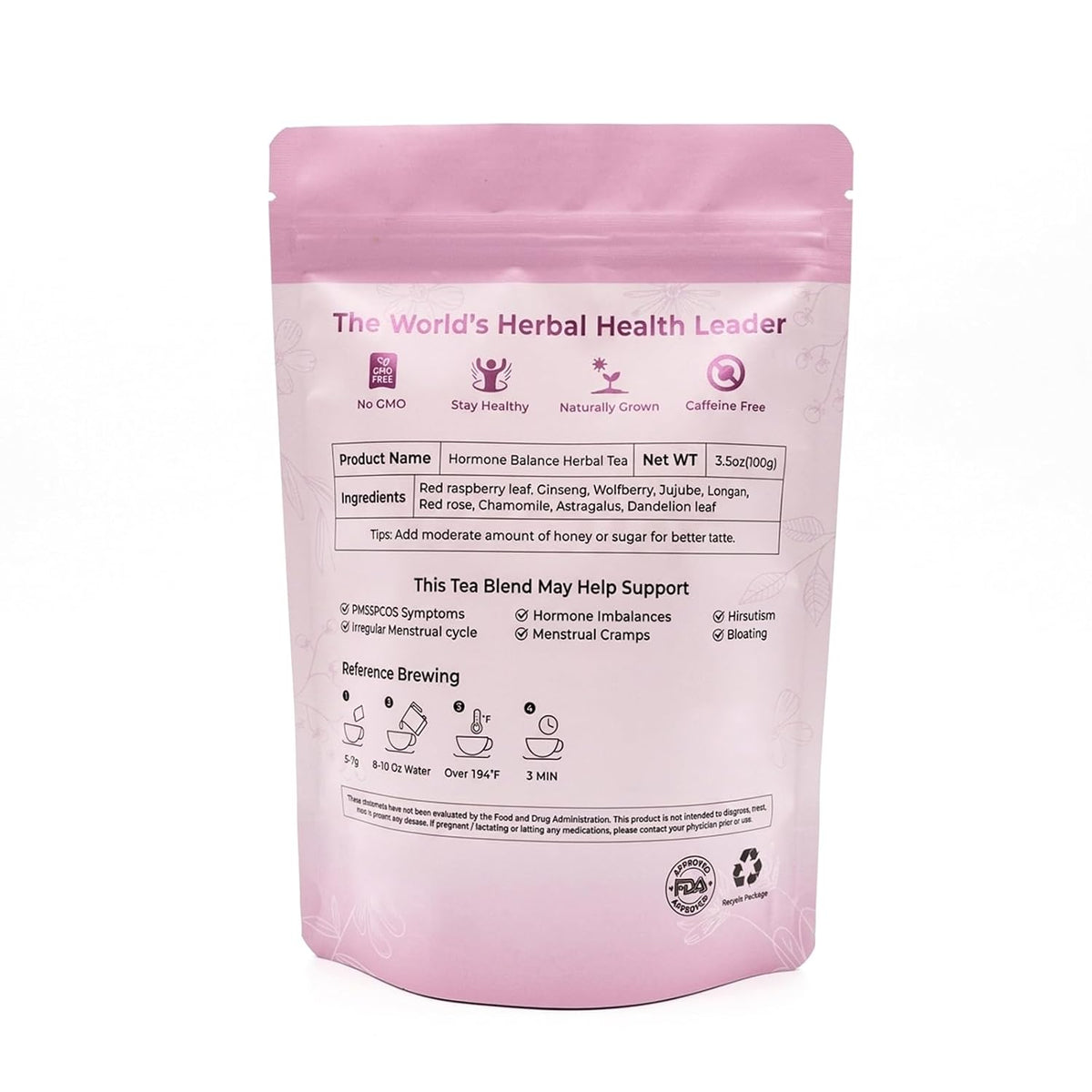 Vital Tea Hormone Balance Tea for Women, Natural Red Raspberry Leaf & Goji Berries Herbal Tea for Women Wellness, Cycle Support- Loose Leaf Tea