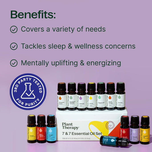 Plant Therapy 7 & 7 Essential Oils Set, Each 10 mL (1/3 oz)