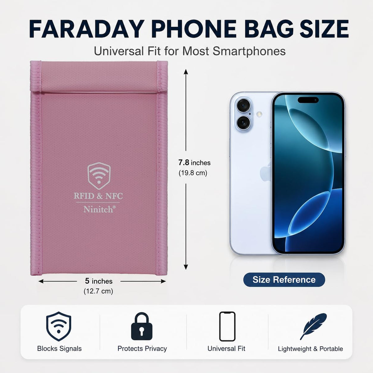 Faraday Bags for Phone Privacy & Security - Signal Blocking Pouch for GPS/WIFI/5G/RFID - Fireproof & Waterproof Anti-Drop Case for Travel & Data Protection Black