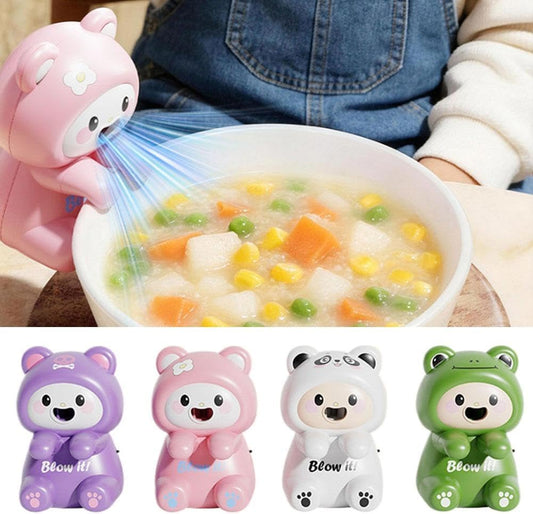 Cooling Clip-On Mini Fan for Cup & Bowl, Cute Animal Food Blower (Green)