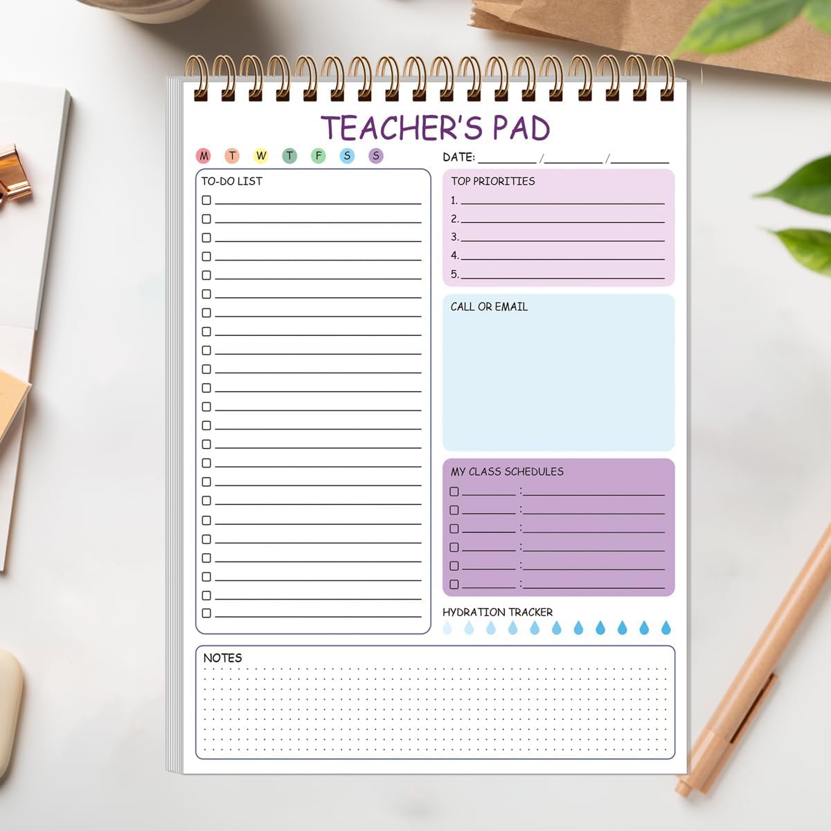 Teacher Notepad - A4 Teacher To Do List Notepad, Spiral Checklist Notebook Organizer for Teachers Notes Task Appointment, Teacher Appreciation Gifts, 8'' x 11'', Green