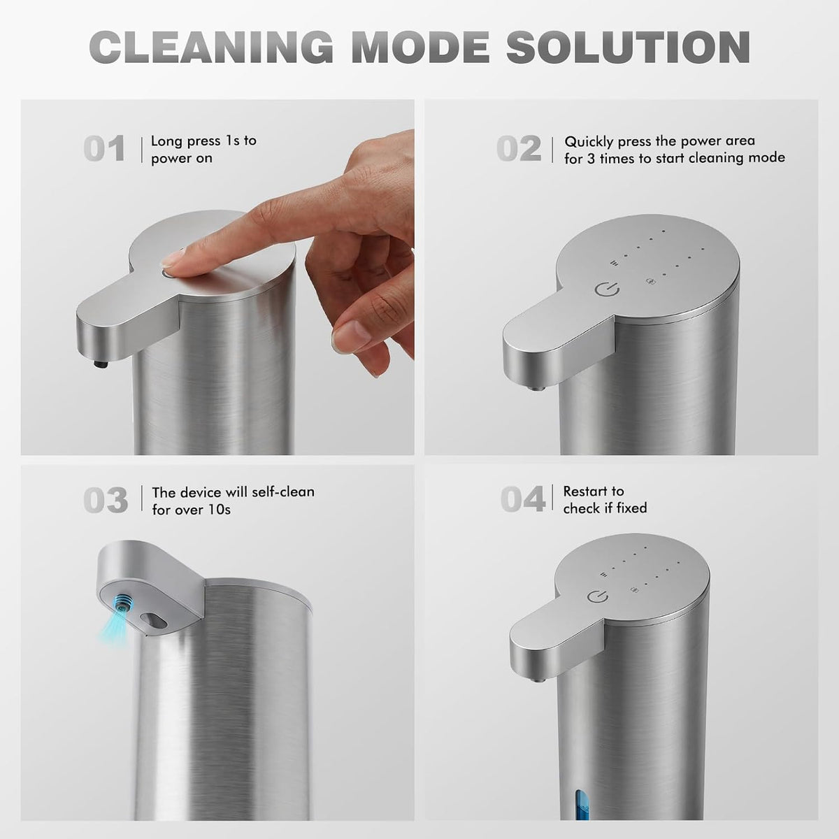 Automatic Soap Dispenser, Stainless Touchless Liquid Soap Dispenser, Electric Auto Dish Soap Dispensers Wall Mount, 4 Adjustable Volumes for Kitchen & Bathroom