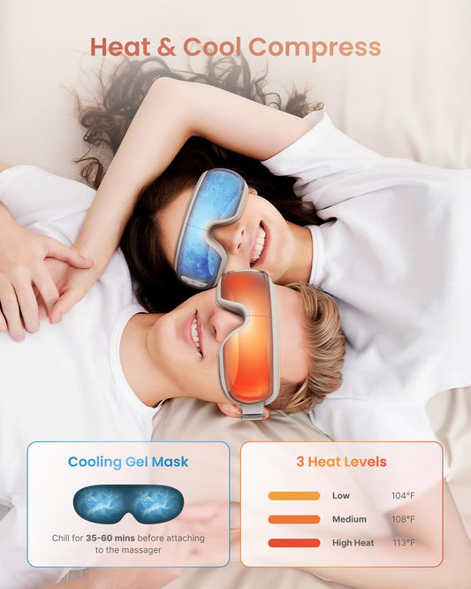 RENPHO Eye Massager with Heat and Cooling Voice Control, Birthday Gifts for Men Women, FSA Eligible HSA, Massaging Eye Mask for Dry Eyes Head Tension and Stress Relief - Eyeris Kintsugi
