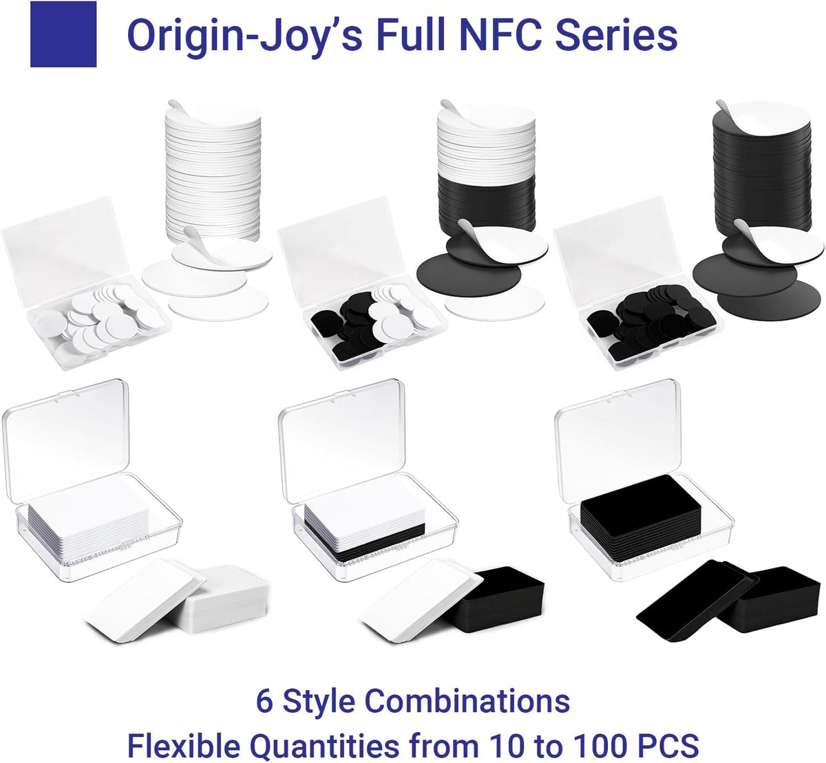 Origin-Joy NFC Cards, NTAG215 Blank Waterproof 85.5 x 54mm NFT Chips, Programmable & Rewritable, Compatible with Amiibo, TagMo, iOS & Android Devices (White)