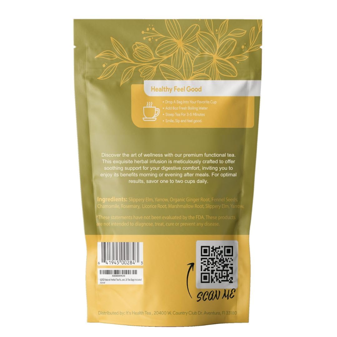 GERD Relief Herbal Tea: 8-Digestive Herb Blend, Natural Acid Reflux & Heartburn Aid, Pre/Post Meal Support, 3oz with 35 Bags