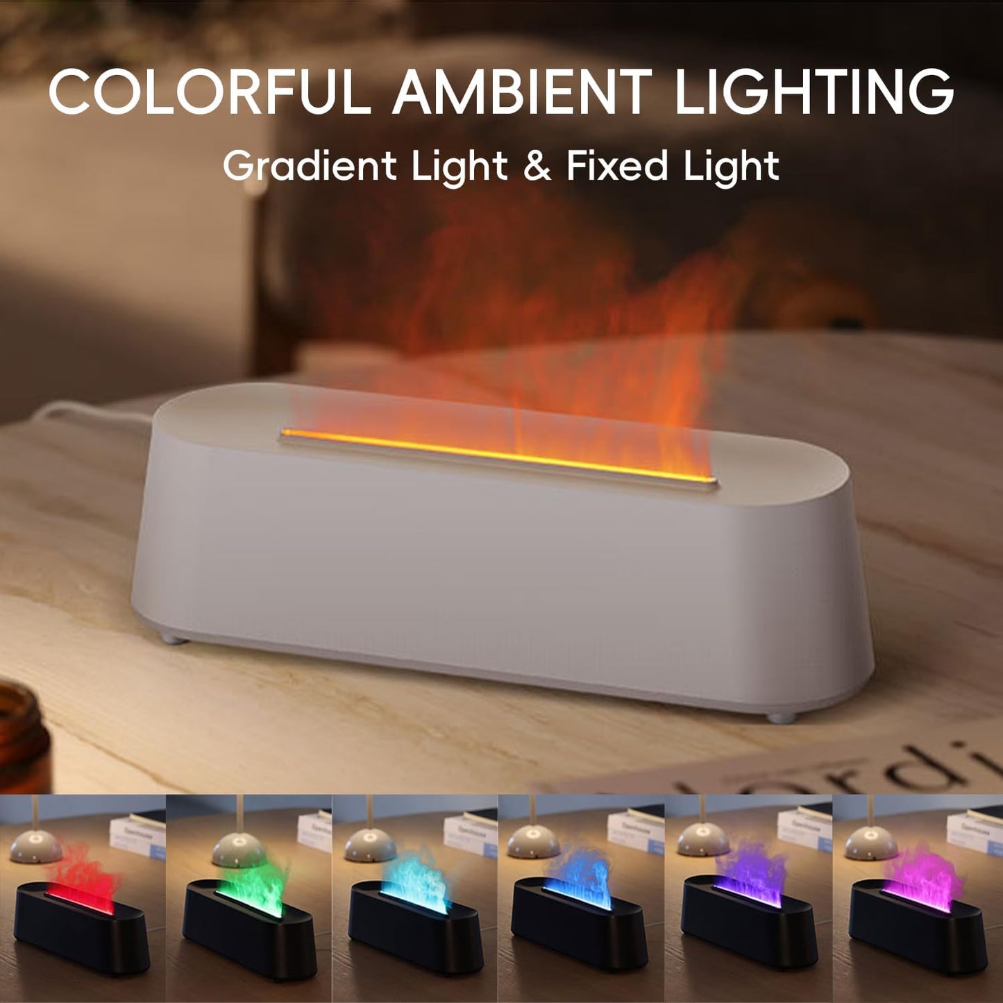 YALEDI Essential Oil Diffuser, Fireplace Flame Fire Oil Diffuser, 250ml Cool Mist Aromatherapy Humidifier, Scent Diffuser with 7 Colors Light, Remote Control, Timer & Auto-Off for Home, Room (Black)