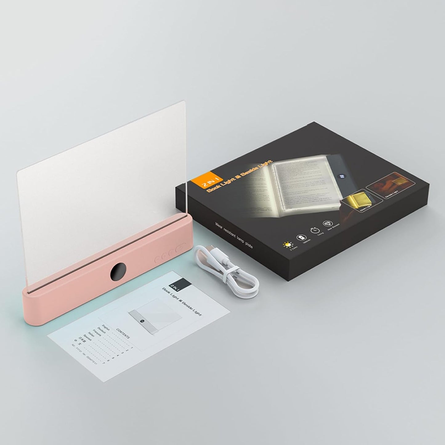 Smart 2 in 1 LED Book Light & Night Light, with 3 Colors, Stepless Dimming
