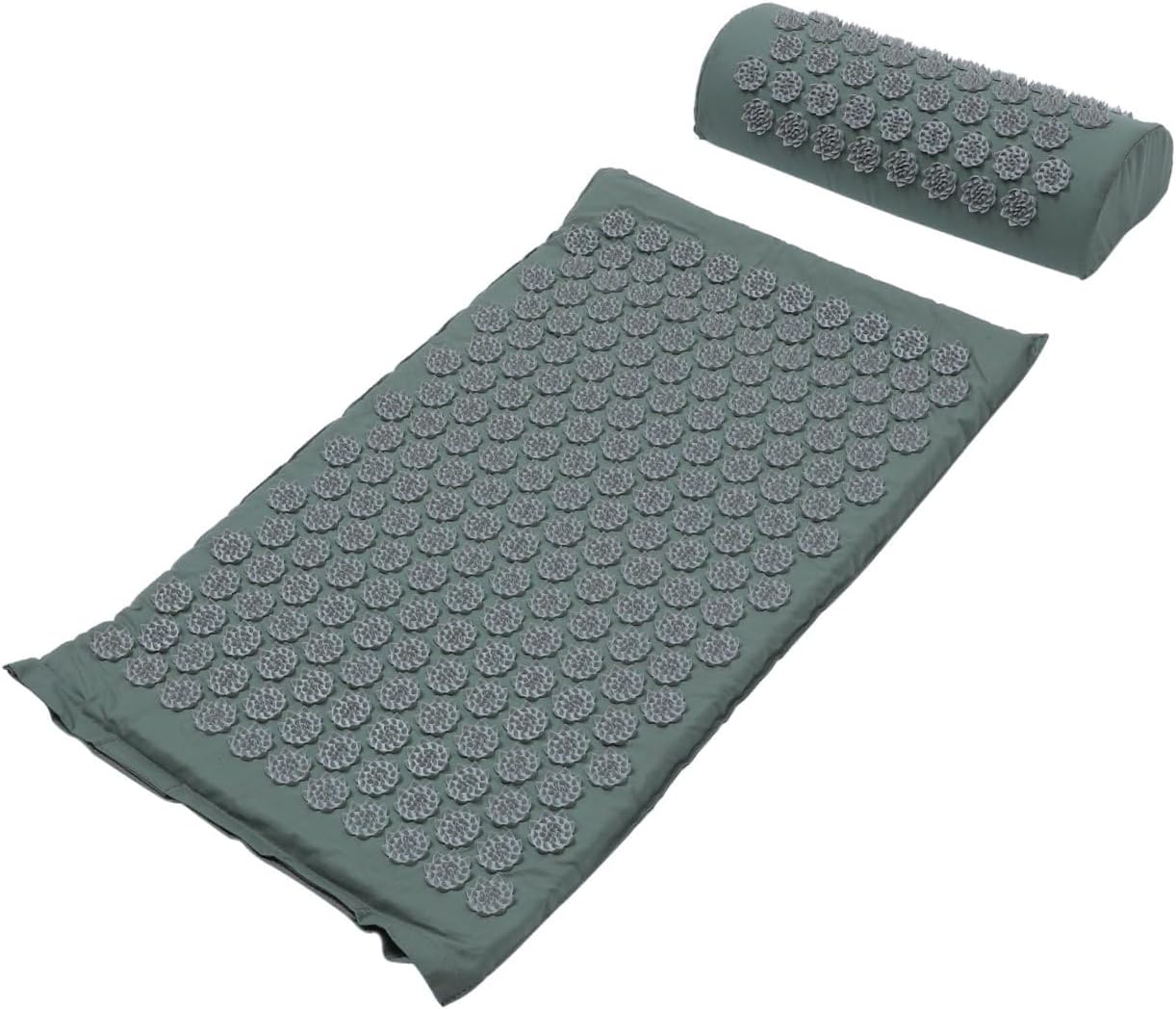 Acupressure Mat and Shiatsu Massage Pillow Set with Bag, Washable Grey Yoga Mat for Back and Neck Relief, Acupuncture Accessory Suitable for Wellness and Relaxation