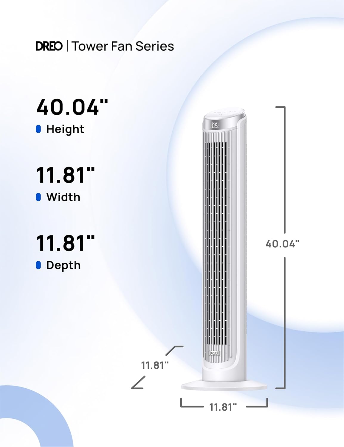 DREO Tower Fan for Bedroom, 90° Oscillating Fans that Blow Cold Air, 5 Speeds, 4 Modes with 26ft/s Velocity, 12H & 28dB Quiet Timer, Remote, Touch, 40" Standing Floor Fan for Home Office, Black