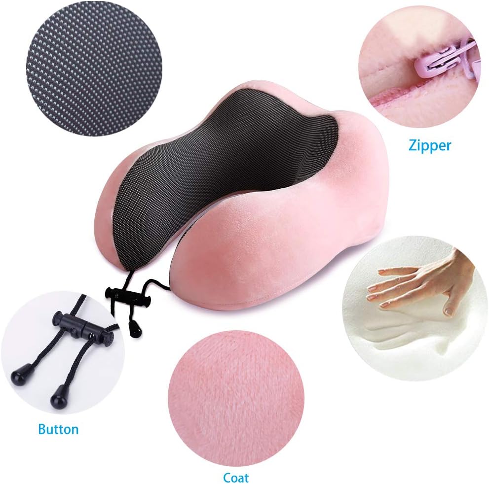 TALLGO Travel Pillow, Best Memory Foam Neck Pillow Head Support Soft Pillow for Sleeping Rest, Airplane Car & Home Use (Black)