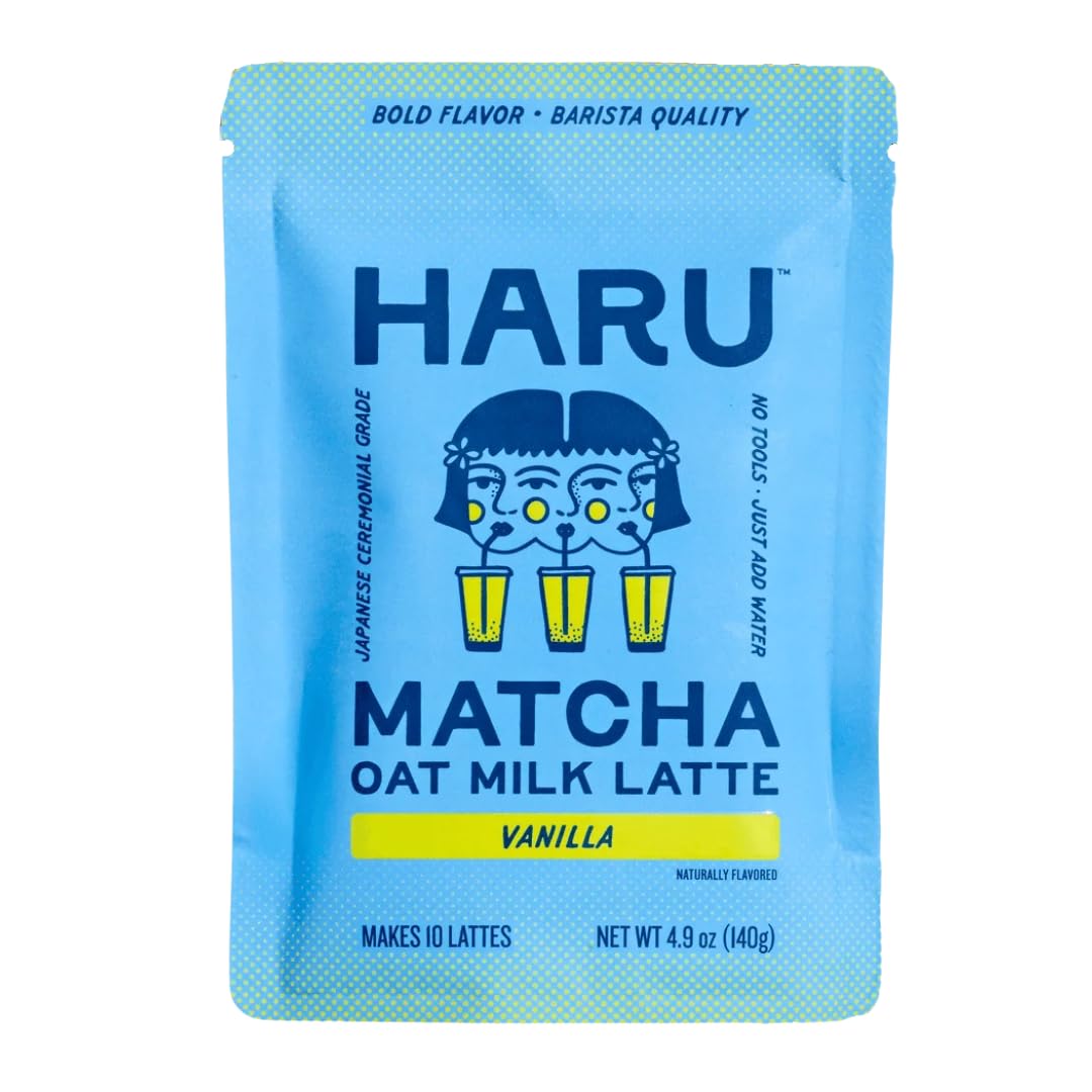 Haru Original Matcha Oat Milk Latte Mix, Ceremonial Japanese Matcha, Barista-Style Instant Latte, Vegan, Non-Dairy, Smooth Clean Energy, Just Add Water, 2-Pack (20 Lattes)