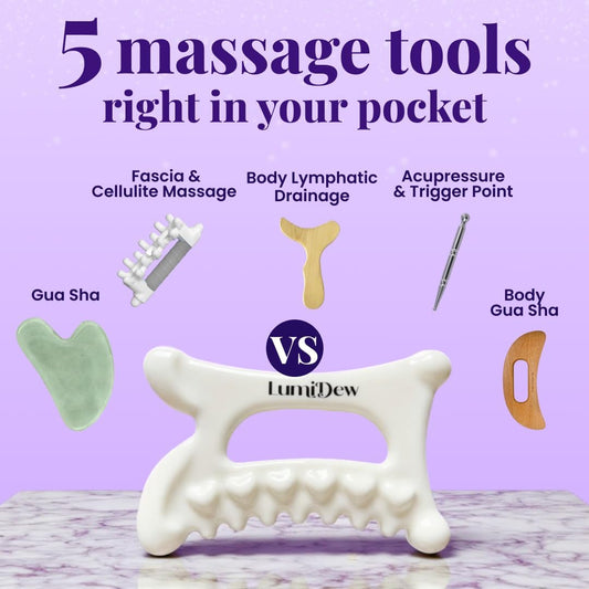 Ceramic Guasha Tool for Face & Body - Lymphatic Drainage Massager, Face Sculpting Tool, Jawline Shaper & Double Chin Reducer - Self Care Gifts