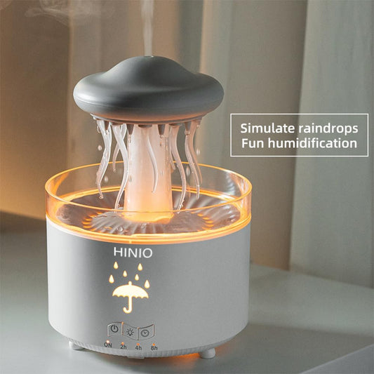 Rain Cloud Humidifier Water Drip with 7 Colors LED Night Light, Mushroom Essential Oil Diffuser with Remote Control for Bedroom Sleeping Relaxing(Wood Grain)