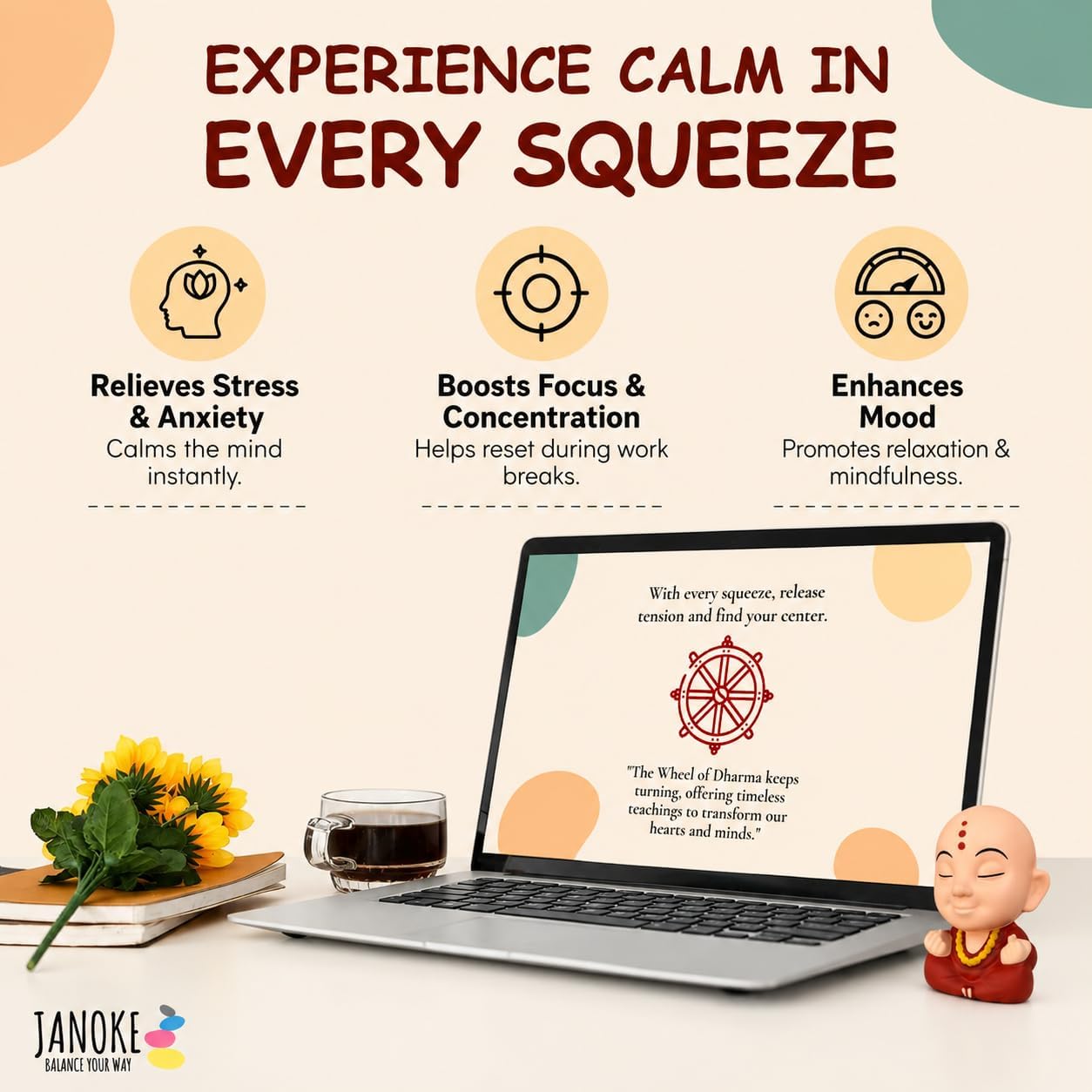Funny Stress Balls for Adults - Zen Style Squishy Squeeze Toy, Hilarious Gag Gift for Coworkers, Men & Women โ Unique Stress Relief Desk Toy