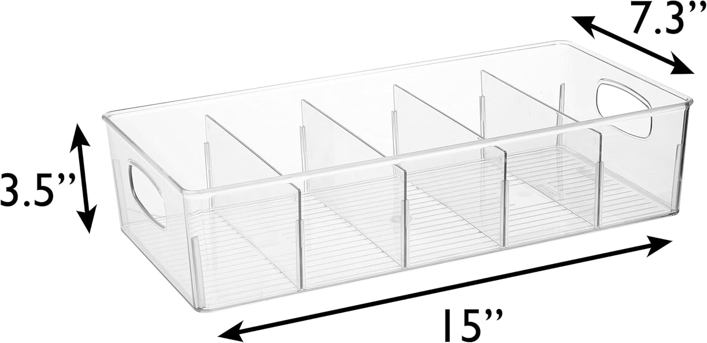ClearSpace Plastic Pantry Organization and Storage Bins with Removable Dividers – Perfect Kitchen Organization or Kitchen Storage – Refrigerator Organizer Bins, Cabinet Organizers (2 Pack)
