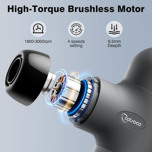 cotsoco Mini Massage Gun, Deep Tissue Percussion Muscle Massager, Compact Portable Handheld Massager with 6 Heads & 4 Speeds, Quiet for Home, Gym, Office, Travel, Gift for Men and Women