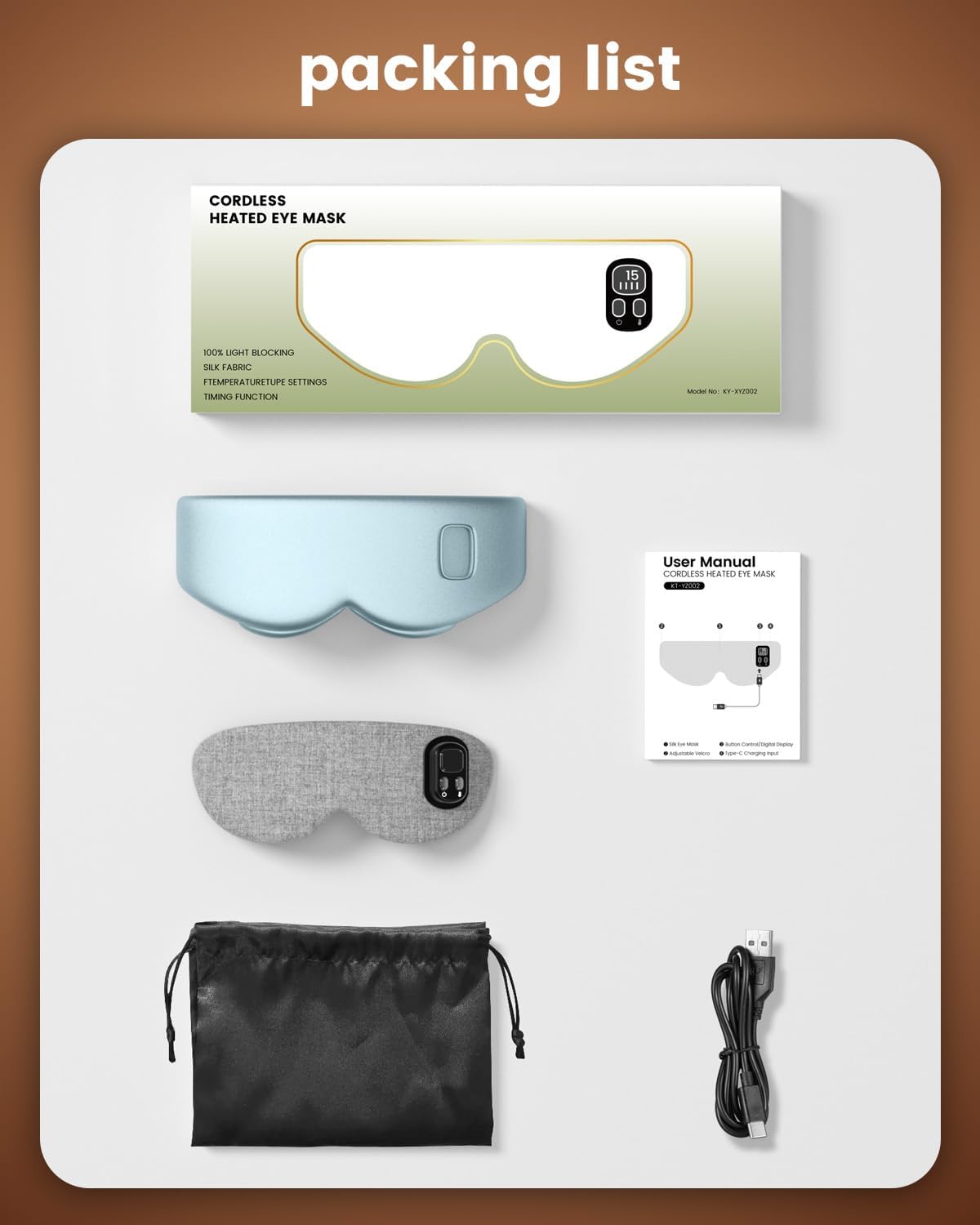 Cordless Heated Eye Mask, 4 Temp Timed Shutdown for Dry Eyes & Sleep Relief