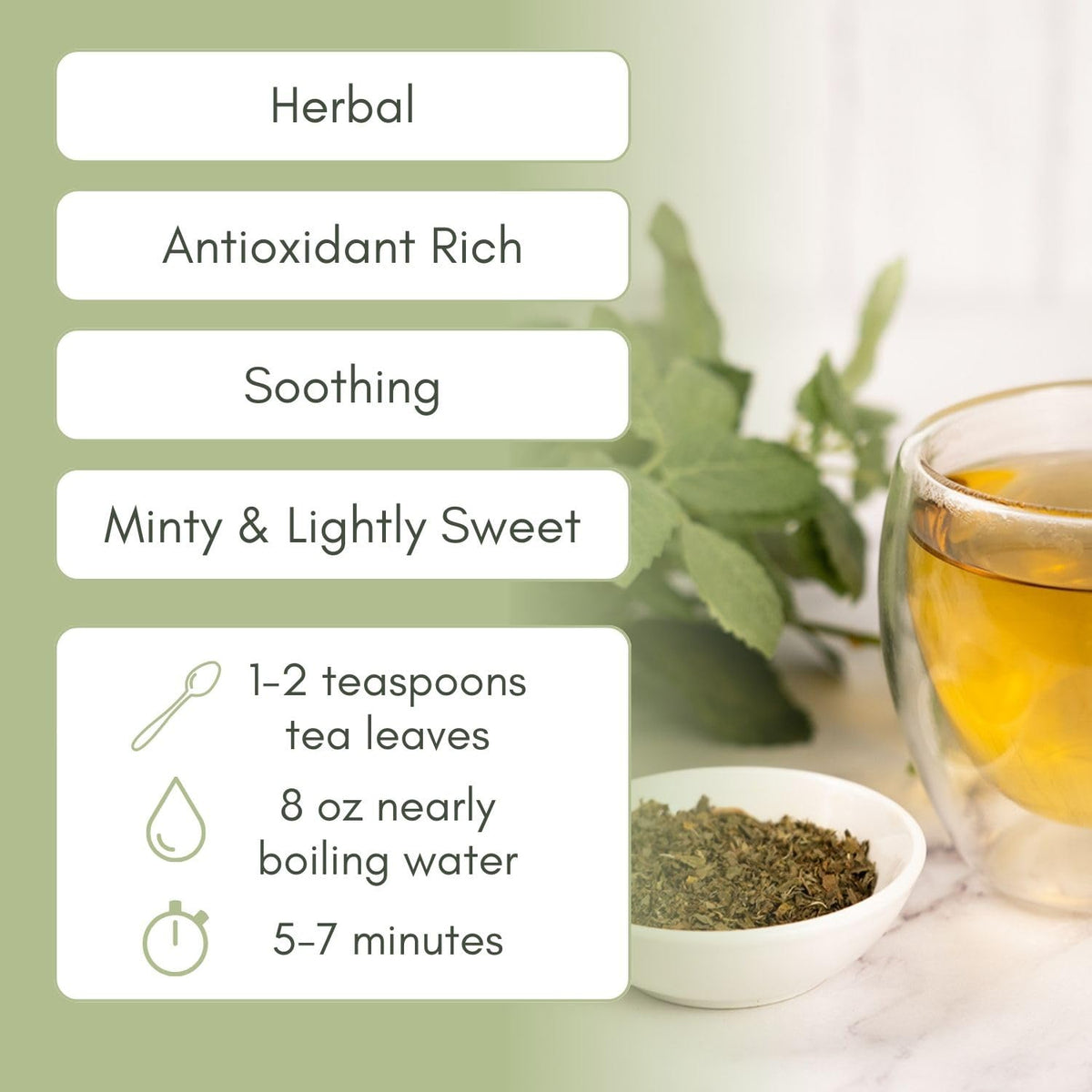 Organic Spearmint Loose Leaf Tea - 1oz Bag (Approx. 15 Servings) | Full Leaf Tea Co.