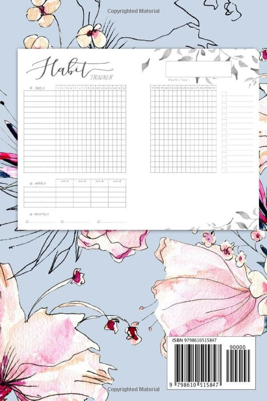 Habit Tracker: A Simple Habit Tracker Calendar for your goals ( for 24 months ) : Daily , Weekly , Monthly : watercolor floral on blue tropical cover (Habit Tracker floral)
