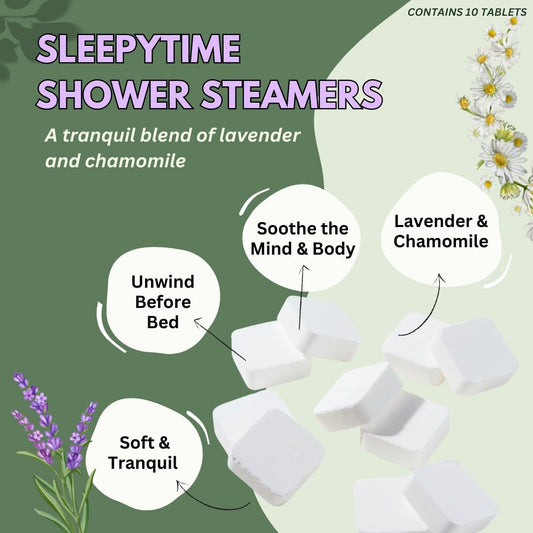 Sleepytime Lavender Shower Steamers Aromatherapy 10 Pack - Relaxing Shower Bombs with Pure Essential Oils for Relaxation and Unwinding - Spa Gifts for Women and Men - The Herbal Zen