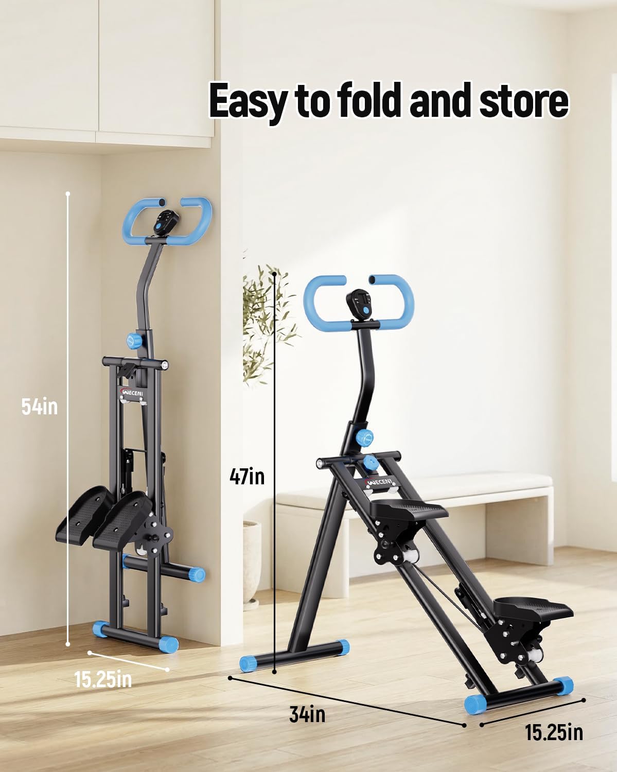 Stair Stepper for Home, Folding Stair Climber with LCD Monitor, Quiet Cardio Machine for Full Body Workout & Glute Training, 300LB Capacity