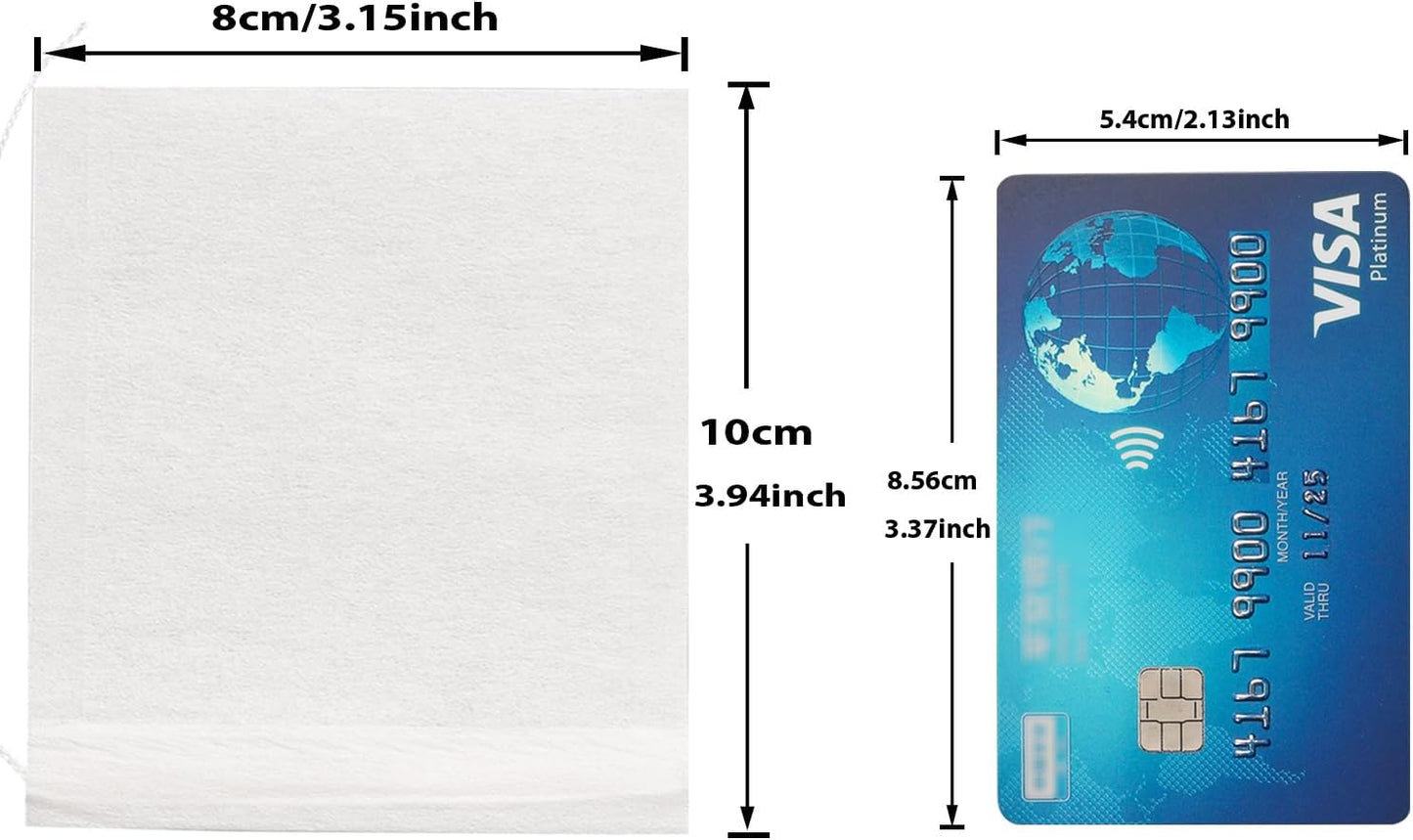 Eketirry 100pcs Tea Filter Bags for Loose Tea, Empty Tea Bags, Natural Wood Pulp Paper Material, Disposable Unbleached Tea Filter Bags with Drawstring for Loose Tea (White, 3.15 x3.94 inch)