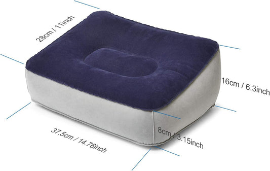 STYDDI Inflatable Foot Rest Pillow, 2 Pack Portable Inflatable Leg Rest Pillow, Travel Footrest Pillow for Airplane, Train, Car, Home, Office (Grey and Blue), Pack of 2