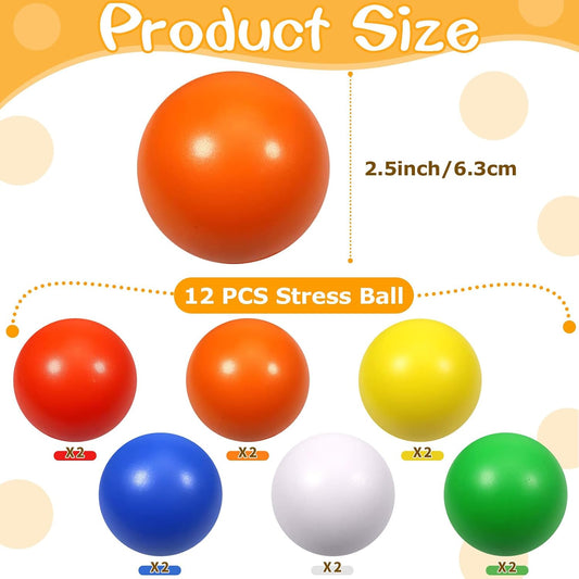 12 Pcs Blue Foam Stress Ball Squeeze Stress Relief Balls for Kids and Adults Hand Exercise Sensory Relief Toys for Anxiety ADHD Autism (Blue)