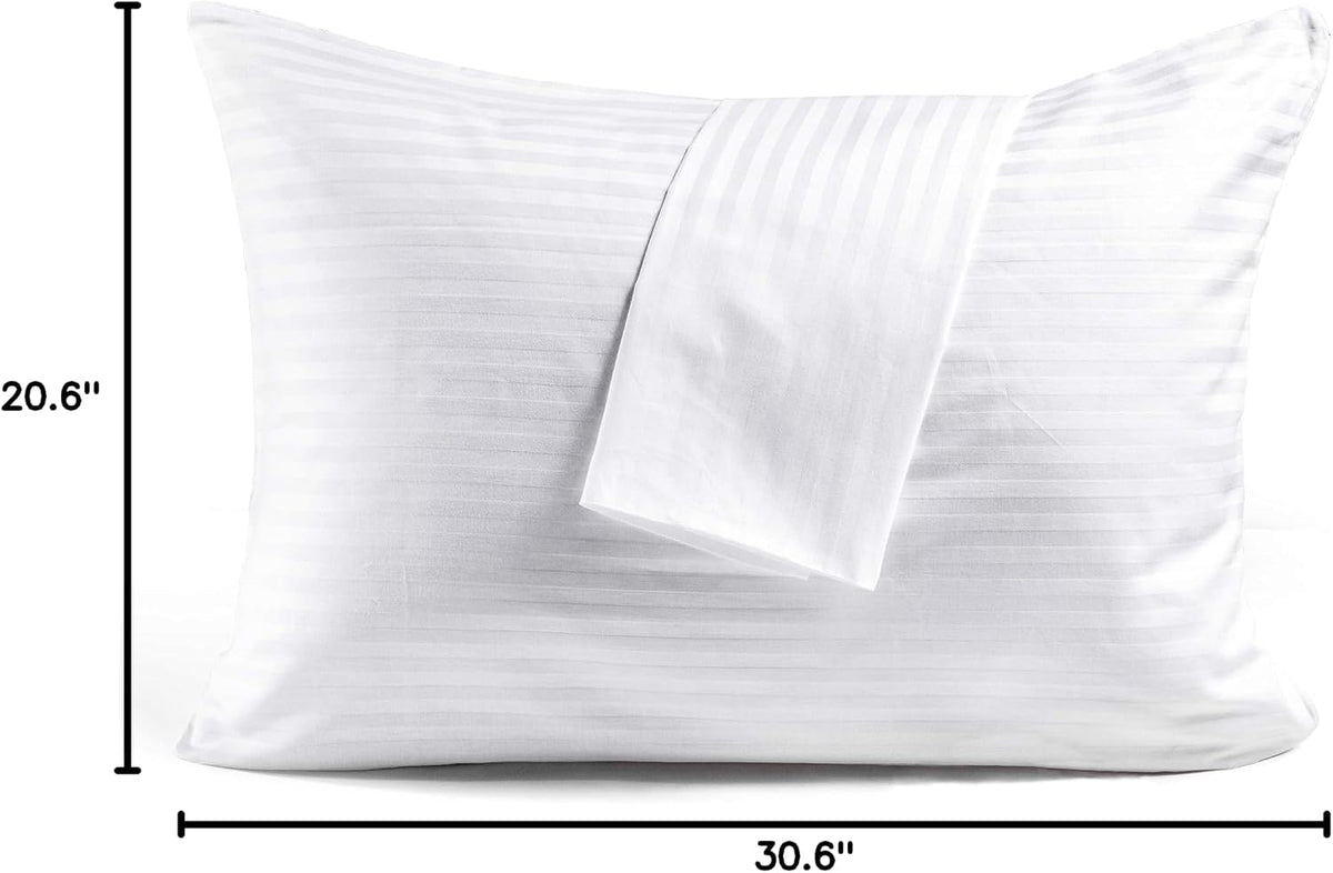 FAUNNA 600TC 100% Cotton Pillow Protectors, Standard Size (20x26), 4 Pack, Oeko-TEX Certified, Hotel Grade Pillow Cover with Silent Zipper, Zip Up Pillow Cases, White