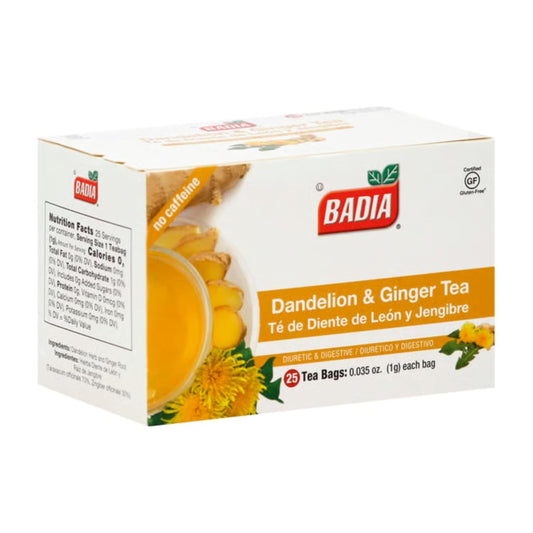 Badia Dandelion & Ginger Tea, 25 Bags – Herbal Tea Blend