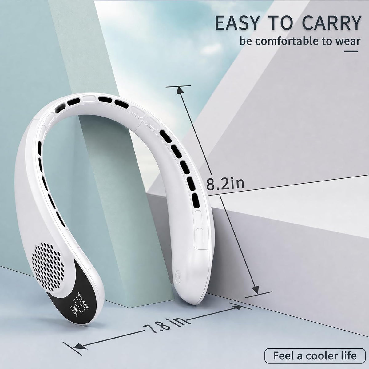 ASNUG Neck Fan, USB Rechargeable Personal Fan, 4000 mAh Battery Operated, 3 Speeds Adjustable, Faster Cooling, Ultra Quiet, Suitable for Home, Office, Travel, Sports