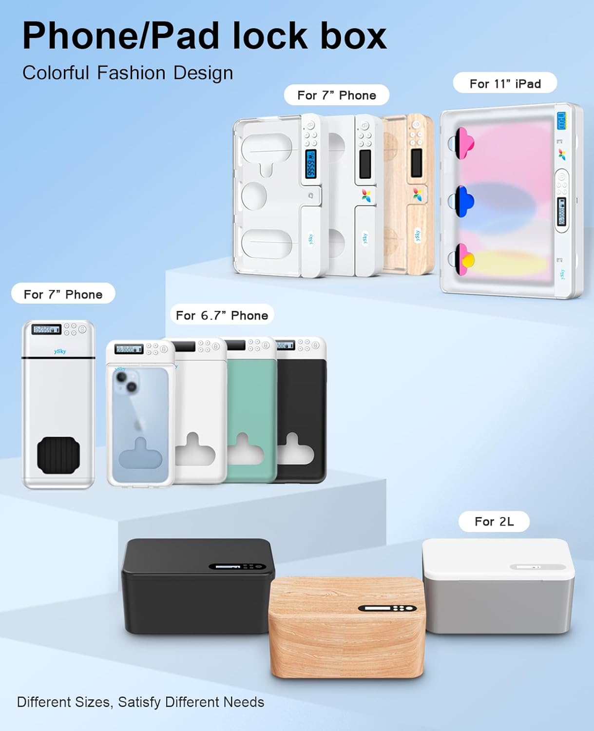ySky Metal Phone Lock Box with Timer,Portable Timed Phone Lock Box for iPhone and Android Phones, Self-Control Timer Phone Locker to Help Kids,Students to Reduce Screen time,Phone Jail Box