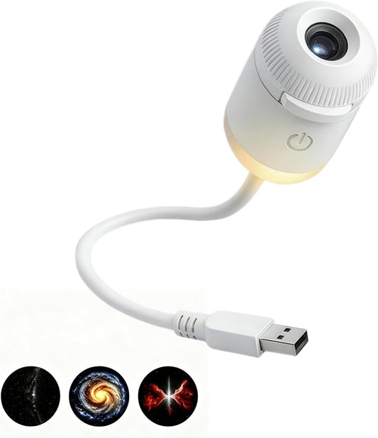 2-in-1 Galaxy Projector Night Light, USB Night Light Portable Galaxy Starry Sky Night Light Projector, 360° Rotation Ceiling Wall Projection Lamp for Car, Bedroom Decor (3 Slides)