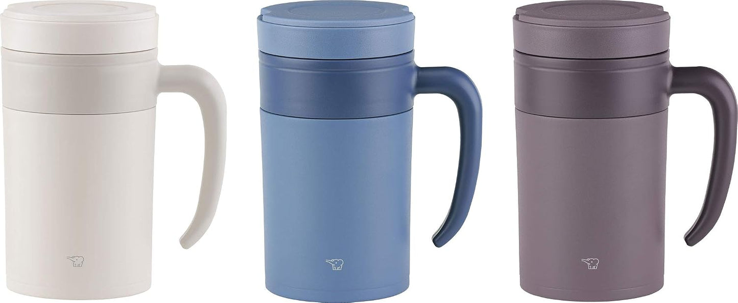 Zojirushi SE-KAE48WZ Stainless Tea Tumbler with Handle, 16-Ounce, Off White