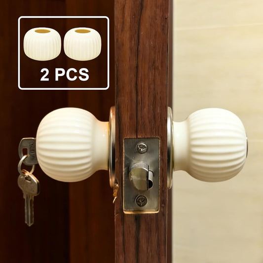 Doorstop Knob Stopper Covers Door Handle Grip Wall Protector, 2 Pack Soft Rubber Door Knob Non-Slip Cushion Grips(White)