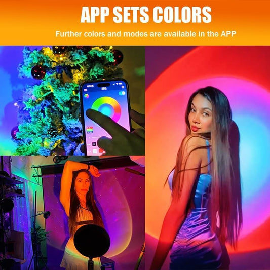 QUIGO Sunset Projector Lamp, 16 Colors Changing with Remote & App Control, Night Light for Bedroom, TikTok Room Decor Aesthetic, Sunrise/Sunset Light