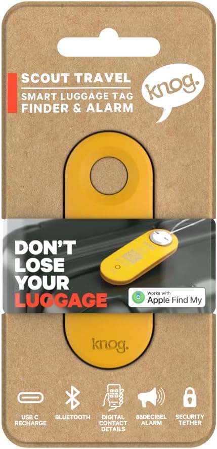 Knog Scout Smart Luggage Tag, Apple Find My Tracker, Red