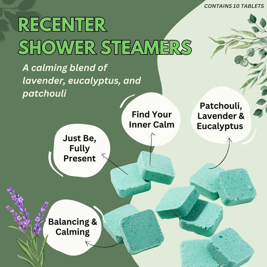 The Herbal Zen Recenter Shower Steamers Aromatherapy Relief - 10 Pack