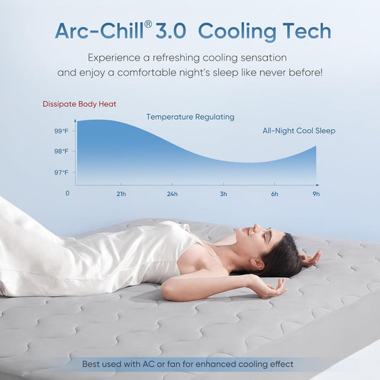 Elegear Cooling Mattress Pad King, Upgraded Arc-Chill® 3.0 + PCM Cooling, Stay Cool All Night, Breathable & Soft, Deep Pocket 18", Washable Mattress Protector for Hot Sleepers, Gray
