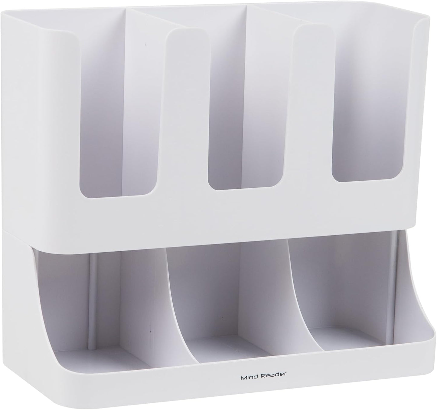 Mind Reader Condiment Station, 13 Inch Countertop Coffee Bar Organizer with 6 Compartments, Storage Caddy for Cups, Lids and Packets, Plastic, Black