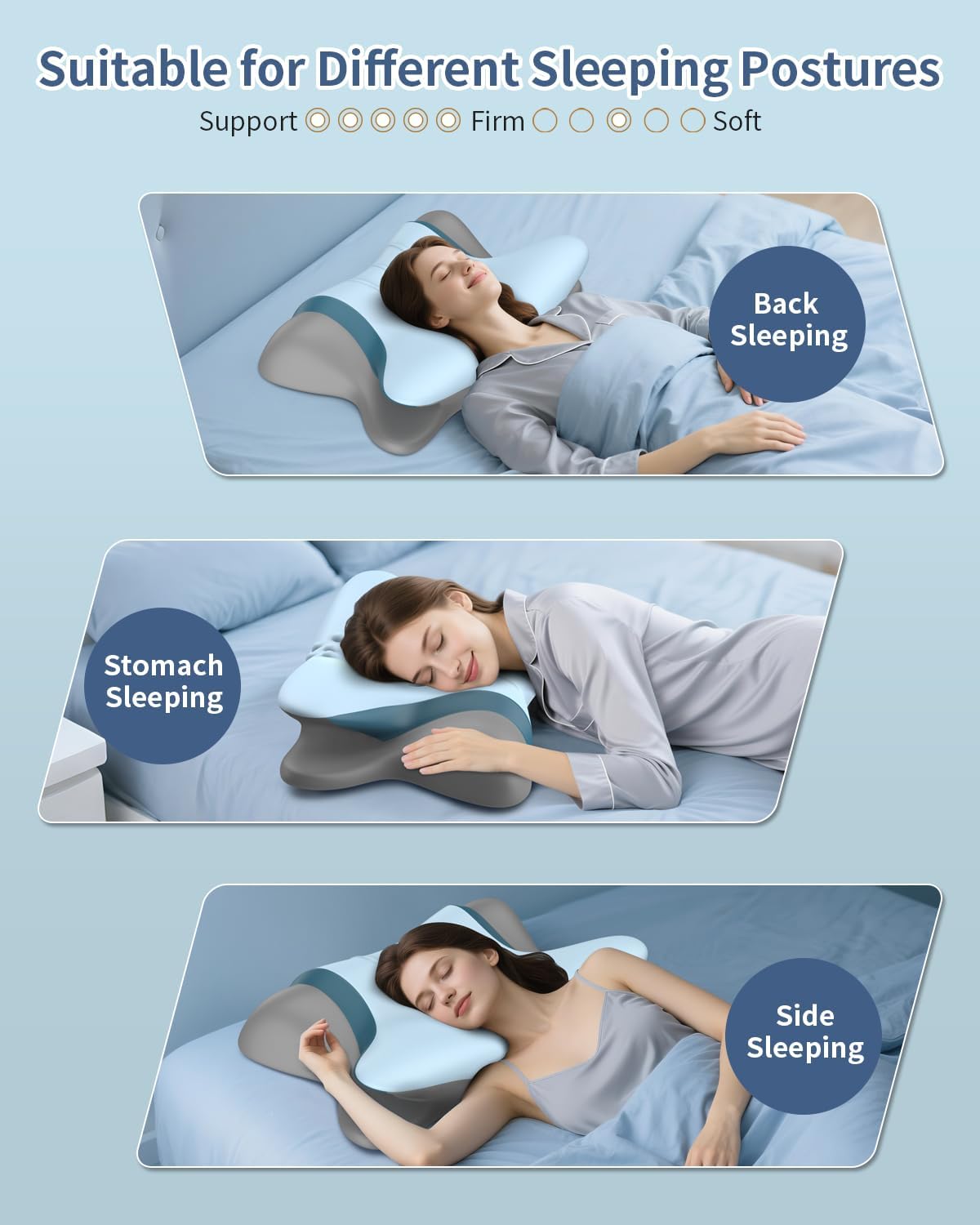 Cervical Neck Pillow for Pain Relief - Ergonomic Side Sleeper Pillow for Neck Support, Orthopedic Memory Foam Pillows for Sleeping, Contour Cervical Pillow Bed Pillow for Back Sleepers
