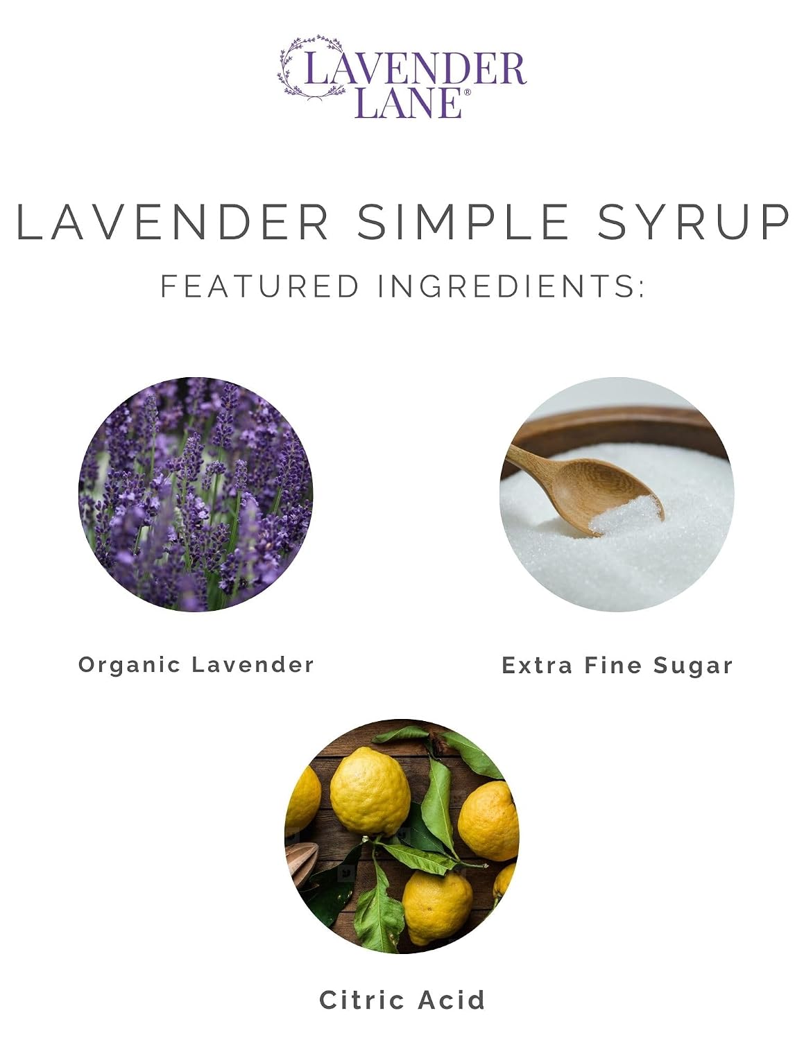 Lavender Lane Lavender Simple Syrup & Lavender Cocktail Picks, For Cocktails, Tea, Coffee, Mocktails, Garnishment