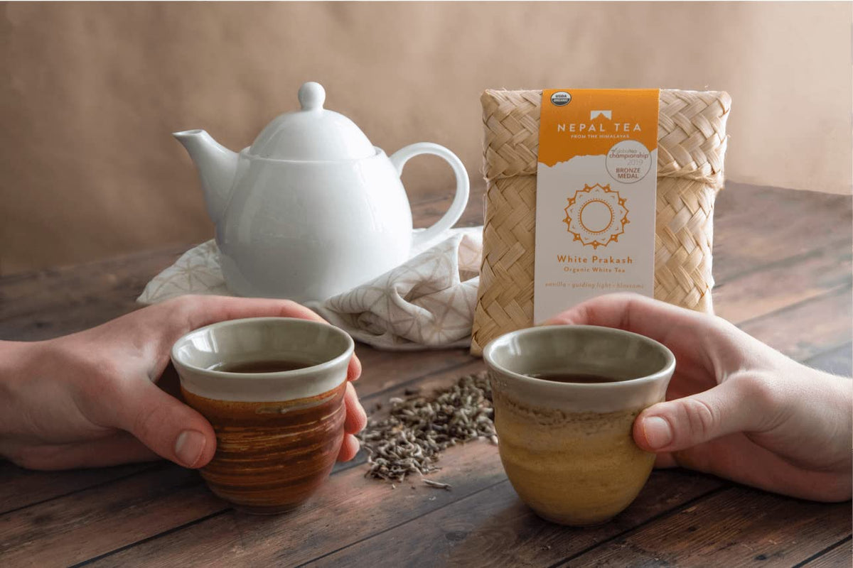 NEPAL TEA Organic White Tea Loose Leaf - USDA Certified Organic from a Family Farm in the Himalayas - Award-Winning Premium Tea Leaves to Enjoy Hot or Cold – 3.5oz /100g (White Prakash)