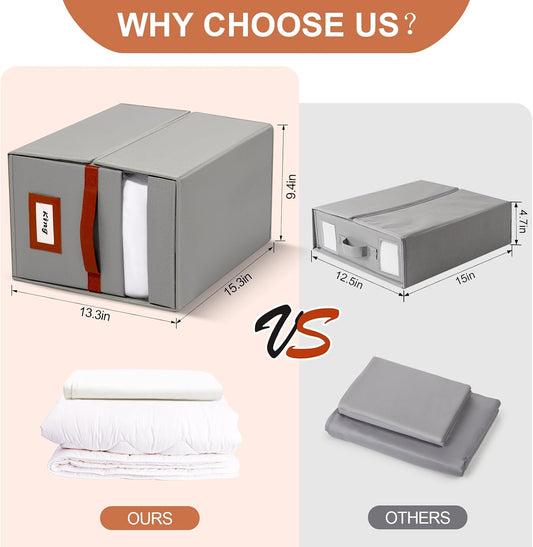 Extra Large Bed Sheet Organizer, Foldable Sheet Organizers and Storage with Oxford Fabric, Clear PVC Window & Leather Handle – Storage for Bedding, Blankets, Duvet Cover Set, Quilt