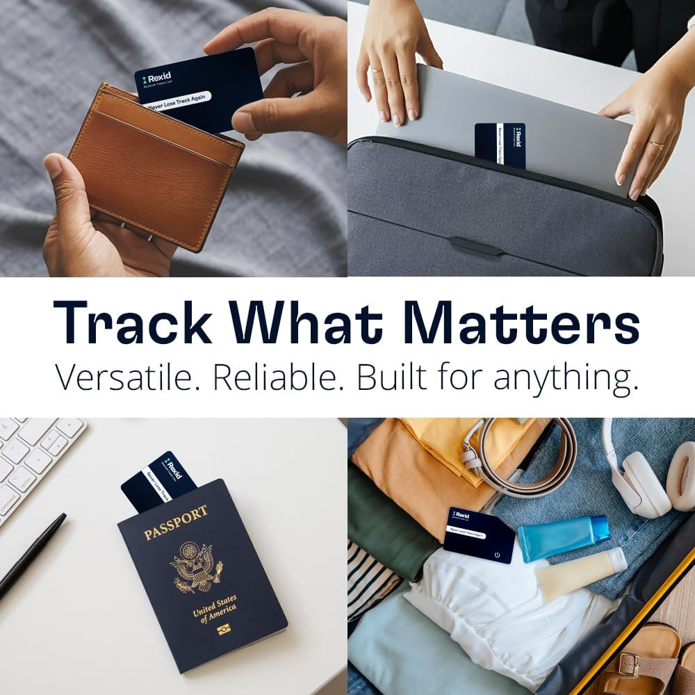 RexID Apple Find My Smart Card Tracker Bluetooth Item Finder for Wallet - Ultra-Thin 1.75mm, 1-Year Battery, 1-Hour Charge, 20m Range, One-Way Finding via Built-in Speaker for iPhone iPad(iOS only)